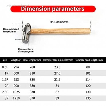 WXking Runder Hammer-Kugel mit hoher Kohlenstoffstahl Hammer Hammer Hardware-Werkzeug-Haushaltshammer mit Holzgriff 0,5p 1p 1,5p 2p 2.5p 3P-China 1,5p