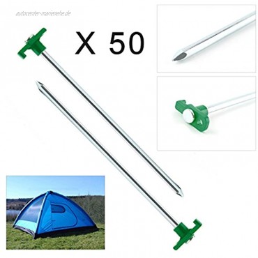 AllRight 50x Zelt-Heringe aus Stahl Lange und robuste Erdnägel mit Halterung aus Kunststoff Felsboden-Hering für Camping und Outdoor ideal für normalen und harten Boden