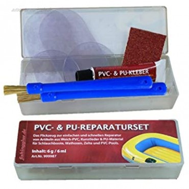 fishingglue.de 2er-Pack Plastik PVC & PU- Reparatur-Set; zum Beispiel für Schlauchboot Zelt Pool Gewebe Planen Markise Isomatte Luftmatratze usw. aus Vinyl PVC und PU
