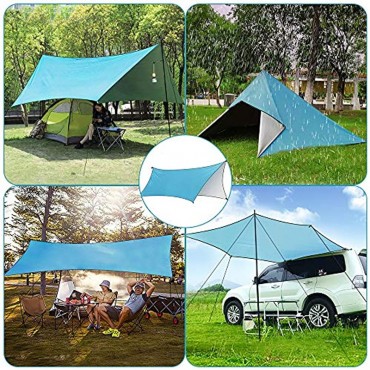 GROOFOO Zeltplanen Camping wasserdichte Tarp mit Erdnägel und Seilen Sonnenschirm UV Leichte Tarp for Hammock Outdoor Camping 3 * 3M 3 * 4.45M