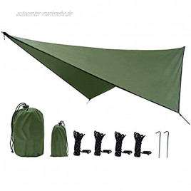 Hammocks Tent Tarp 360x290CM Camping Zelt Tent Tarpaulin Camping HäNgematte Plane Picnic Blanket Waterproof Lightweight Tent Tarp For Trekking Camping Outdoor Armeegrün