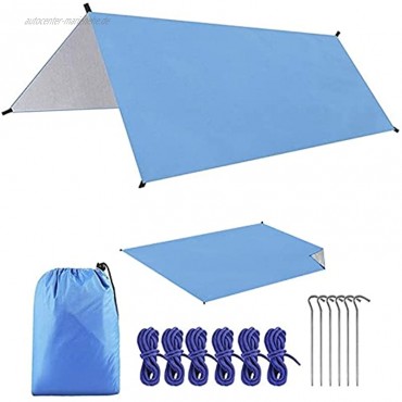Rfgfd Camping Zelt Tarp Shelter 3 * 3m wasserdichte Schatten Segel Zelt Tarp Sun Shelter Baldachin Hängematte Tarp Regenfliege für Outdoor-Angeln Camping Wandern Color : Blue
