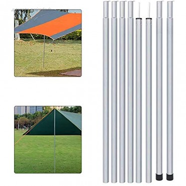JIUTAI Zeltstangen-Set verstellbar 2 m zusammenklappbar leicht für Camping Plane Outdoor-Vorzelte Unterstände silberfarben 8 Knoten 2 Stück