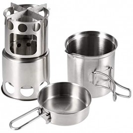 BaoYPP Camping Holzofen Tragbarer Camping-Herd Combo-Holz-brennender Ofen und Kochen des Topfsetes Bequeme Lagerung Farbe : Silver Size : One Size