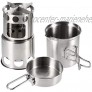 BaoYPP Camping Holzofen Tragbarer Camping-Herd Combo-Holz-brennender Ofen und Kochen des Topfsetes Bequeme Lagerung Farbe : Silver Size : One Size