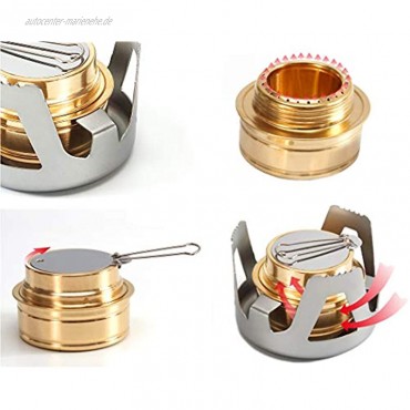 DZRZVD Mini Alcohol Backpacking Stove Lightweight Brass Spirit Burner with Aluminium Stand for Camping Hiking and Picnic Gold