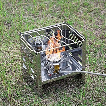 Lixada Campingkocher Holzofen Holzkohlegrill Edelstahl Klappbarer Mini BBQ Grill mit Tragetasche für Rucksacktouren Wandern Camping Kochen