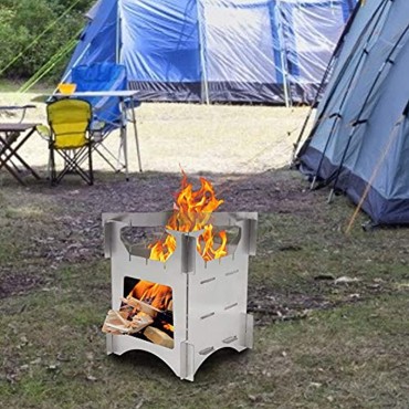 Nikou Holzofen Tragbarer Edelstahl Klappbarer Holzofen Mini Kochgeschirr Outdoor Camping Reisen Wandern Picknick Holzofen