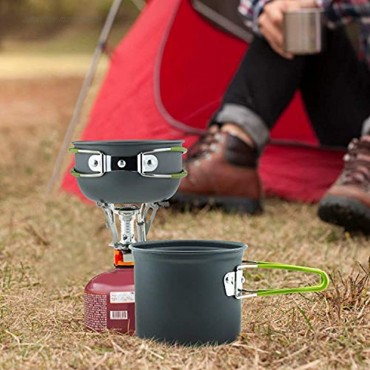Shayson Camping Kochgeschirr Set，Tragbar Mini Camping Picknick Töpfe mit Piezozündung Kanister Herd für Outdoor Kochen