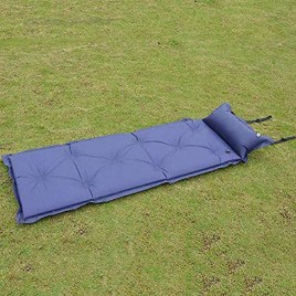 Camping Aufblasbare Schlafmatte Matratze Selbstaufblasbare Outdoor-Roll-Up-Schaumbett mit Kissen Dicke tragbare Isomatte grün * L.