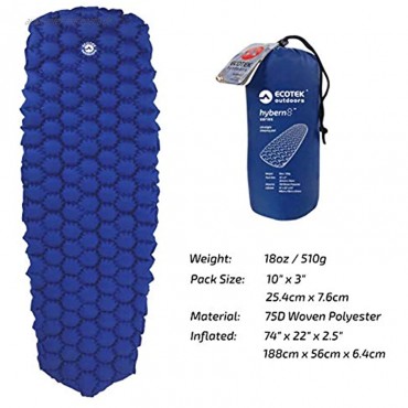 ECOTEK Outdoors Hybern8 ultraleichte aufblasbare Isomatte zum Wandern Backpacken Campen – Konturiertes FlexCell-Design – Perfekt für Schlafsäcke Hängematten