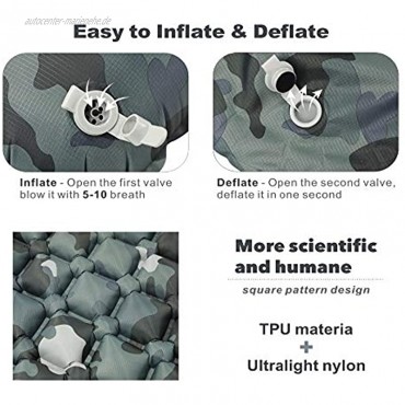 Hitorhike Aufblasbare Isomatte Ultraleichte kampierende Matratze mit Kissen faltende aufblasende einzelne Bett-tragbare Luft-Auflage für das Trekking-Wandern