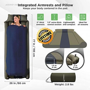 IFORREST Isomatte mit Armlehne & Kissen – Überrollschutz – Ultra-bequeme Campingmatratze – selbstaufblasendes Luftbett L XL