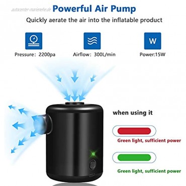 Winzige Pumpe Tragbare Luftpumpe Ultra-Mini-Luftpumpe mit 1500-mAh-Batterie USB Wiederaufladbar zum Aufblasen der Luft für Pool-Schwimmer Luftbett-Luftmatratze Schwimmring Vakuum-Aufbewahrungsbeutel