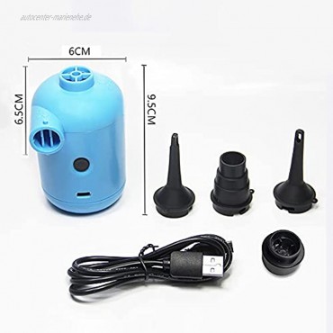MARMODAY Elektrische Luftpumpe für aufblasbare Gegenstände tragbar 3 Düsen Inflator Schwimmring Pool Spielzeug Floß Boot Matratze Pumpe Blau 1 Set