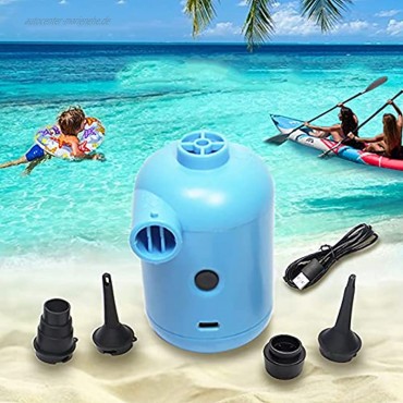 MARMODAY Elektrische Luftpumpe für aufblasbare Gegenstände tragbar 3 Düsen Inflator Schwimmring Pool Spielzeug Floß Boot Matratze Pumpe Blau 1 Set