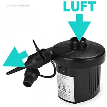 Monzana Elektrische Luftpumpe I Elektropumpe inkl. 3 Aufsätze I Multifunktions Luftpumpe 2 in 1 I Luftmatratze Luftballon