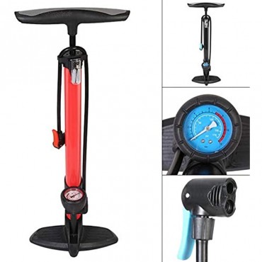 FGGTMO Fahrrad-Pumpe Mini Hochdruck-Luftpumpe mit Stabilisierende Fußraste und Druckmesser for Straße Berg Touring Color : Red