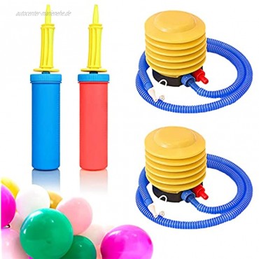Yisscen 4 Stück Ballonpumpe Robuste Handpumpe Tragbare Fußpumpe Luftballonpumpe mit Doppelter Wirkung für Geburtstage Luftballons,Yoga-Bälle Inflator Pumpe für Ballons