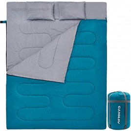 CANWAY Doppelschlafsack Deckenschlafsack 220 x 150cm für 2 Erwachsenen Sommerschlafsack mit 2 Gratis Kissen eine Tragetasche für Outdoor Camping Wandern