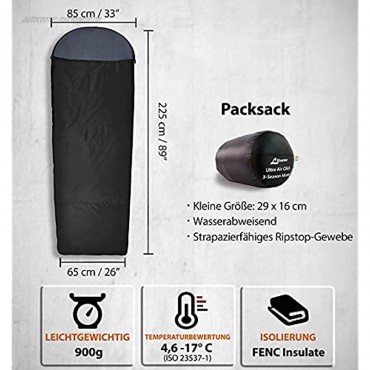 Litume -2C 4,6C Leichter Ultra Comfort Velours Fleece Schlafsack wasserabweisender Schlafsack für warmes und kaltes Wetter Nahtlose Campingbeutel für Wanderrucksäcke