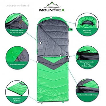 MOUNTREX® Schlafsack für Camping & Outdoor Deckenschlafsack 3 Jahreszeiten Leicht & Warm Erwachsene Damen und Herren 205 x 75cm 1.6 Kg Koppelbar