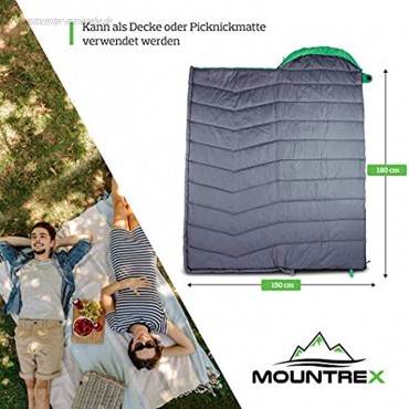 MOUNTREX® Schlafsack für Camping & Outdoor Deckenschlafsack 3 Jahreszeiten Leicht & Warm Erwachsene Damen und Herren 205 x 75cm 1.6 Kg Koppelbar