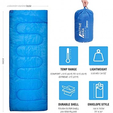 Premium-Deckenschlafsack leicht Schlafsack mit Reißverschluss Indoor und Outdoor Camping Schlafsack für Erwachsene und Kinder Leichter Sommer-Blau