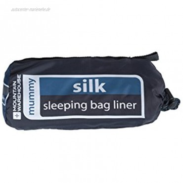 Mountain Warehouse Innen-Schlafsack Mummy Silk Packsack leicht atmungsaktiv warm sauber hygienisch Camping-Zubehör für Erwachsenen- und Kinder-Schlafsäcke