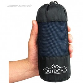 Outdoro Hüttenschlafsack Ultra-Leichter Reise-Schlafsack nur 350 g aus Reiner Baumwolle mit Kissen-Fach dünn & klein