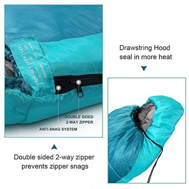 Bessport Schlafsack Winter | -10°C 7℃ Outdoor Mumienschlafsack für Camping und Bergsteigen mit Ultraleichter und Ultrakompakter 100% Sprüh Gebundene Baumwolle 400g m² Füllung