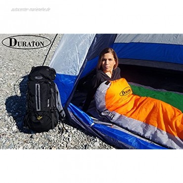Duraton Mumienschlafsack 20 Grad Wetter leicht mit Kompressionssack für Camping oder Rucksackreisen warm für Erwachsene und Kinder