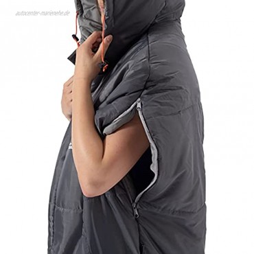 Lumaland Where Tomorrow Anziehbarer Wasserabweisender Schlafsack 210x80x60cm 2-Wege Reißverschluss mit Öffnungen für Arme und Füße Outdoor Camping Body-Schlafsack mit Tragetasche