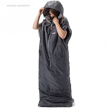 Lumaland Where Tomorrow Anziehbarer Wasserabweisender Schlafsack 210x80x60cm 2-Wege Reißverschluss mit Öffnungen für Arme und Füße Outdoor Camping Body-Schlafsack mit Tragetasche