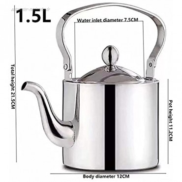 HJGK Edelstahl Verdickter Gerade Wasserkocher Haushaltshotel Großkompetenzkocher Filter-Teekanne Kaffeemaschine Integriert Pot2l,Silber,1.5L
