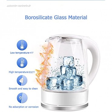 LifeEasyTool Elektrischer Wasserkocher Glas Wasser Topf Auto Abschaltung Teekessel und Abnehmbare Basis Schnell Kochen Wasserkessel 1.8L 1850W
