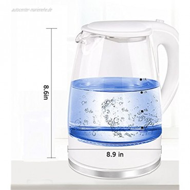 LifeEasyTool Elektrischer Wasserkocher Glas Wasser Topf Auto Abschaltung Teekessel und Abnehmbare Basis Schnell Kochen Wasserkessel 1.8L 1850W