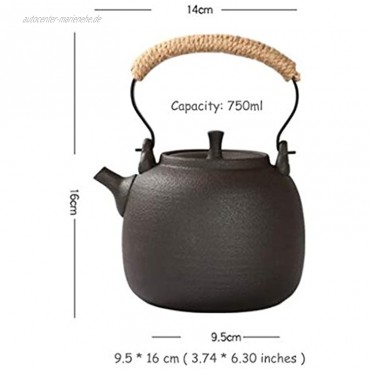 YCDJCS 750ml Herd Wasserkocher Camping Teekanne Camping Küchengeräte mit Anti-Branding-Griff für Wasser-Kaffee-Tee Kaffee- & Teekannen Color : Black Size : 9.5 * 16 cm