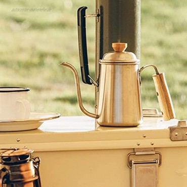 YCDJCS Outdoor-Haushalt 304 Edelstahl-Kaffee-Handbrauen-Wasser-Teekanne Smochu-Topf mit hölzernem Griff für das Wandern-Rucksack Kaffee- & Teekannen Color : Silver Size : 8.3 * 17 cm