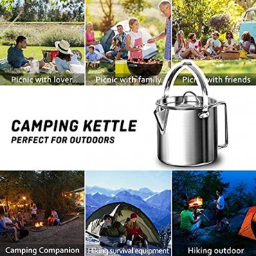 YMYGCC Camping Wasserkocher Outdoor-Camping-Kessel Edelstahl Kochkessel 1.2L Leichte Compact Camping-Topf for Wandern Backpacking Picknick 283