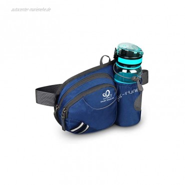 WATERFLY Taille Tasche mit Flaschenhalter Damen und Herren Atmungsaktiv Hüfttasche mit Reflektorstreifen für Laufen Radfahren Camping Klettern Reisen