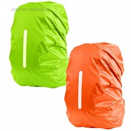 KATOOM 2STK 45L Regenschutz Rucksack Set Regenhülle Schulranzen Ranzen Orange und Grün Regenüberzug mit Reflexstreifen Sicherheitshülle wasserdichte Sicherheitshülle für Radfahren Outdoor Camping