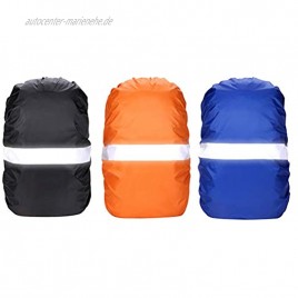 LINONI 3 x Rucksack-Regenschutz wasserdicht reflektierend Tagesrucksack Staubschutzhülle für Outdoor Camping Wandern Klettern