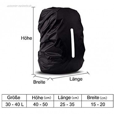 sinzau Regenschutz für Rucksack 35 L mit Reflexstreifen und Verstellschnalle 2 Stücke，Schwarz und Grün