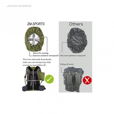 ZM-SPORTS 15–90 l Rucksack-Regenschutz mit reflektierendem Streifen mit vertikal verstellbarem fixiertem Gurt vermeidet das Herunterfallen Geschenk mit tragbarer Aufbewahrungstasche