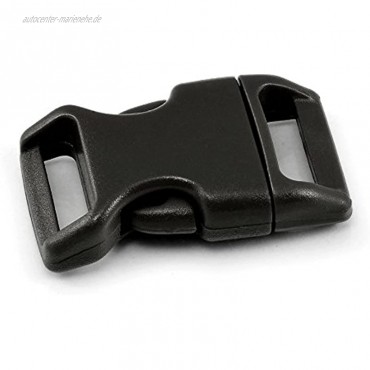 Ganzoo klick-Verschluss aus Kunststoff im 10er Set 3 4 Klippverschluss Steckschließer Steckverschluss für Paracord-Armbänder Hunde-Halsbänder Rucksack Farbe: schwarz
