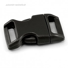Ganzoo klick-Verschluss aus Kunststoff im 20er Set 3 4 Klippverschluss Steckschließer Steckverschluss für Paracord-Armbänder Hunde-Halsbänder Rucksack Farbe: schwarz