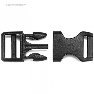 Ganzoo klick-Verschluss aus Kunststoff im 5er Set extrem stabil 3 4 Klippverschluss Steckschließer Steckverschluss für Hunde-Halsbänder Rucksack Farbe: schwarz
