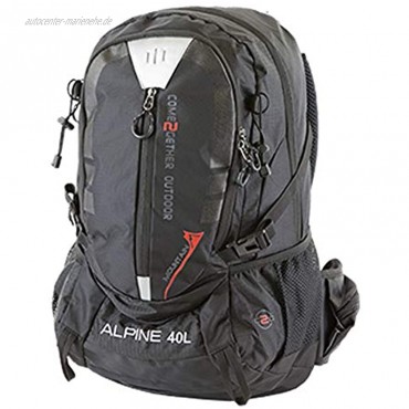 NOWI Trekkingrucksack praktischer moderner Outdoor Rucksack mit Regenhaube Brustgurt gepolsterte Schultergurte Schlaufen für Hiking Pole 40 Liter Volumen Black