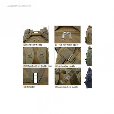 TANSOLE TAN SOLE Wandertagesrucksäcke 35L Militärischer taktischer Rucksack für Reisen Angeln Klettern Molle Tasche Khaki